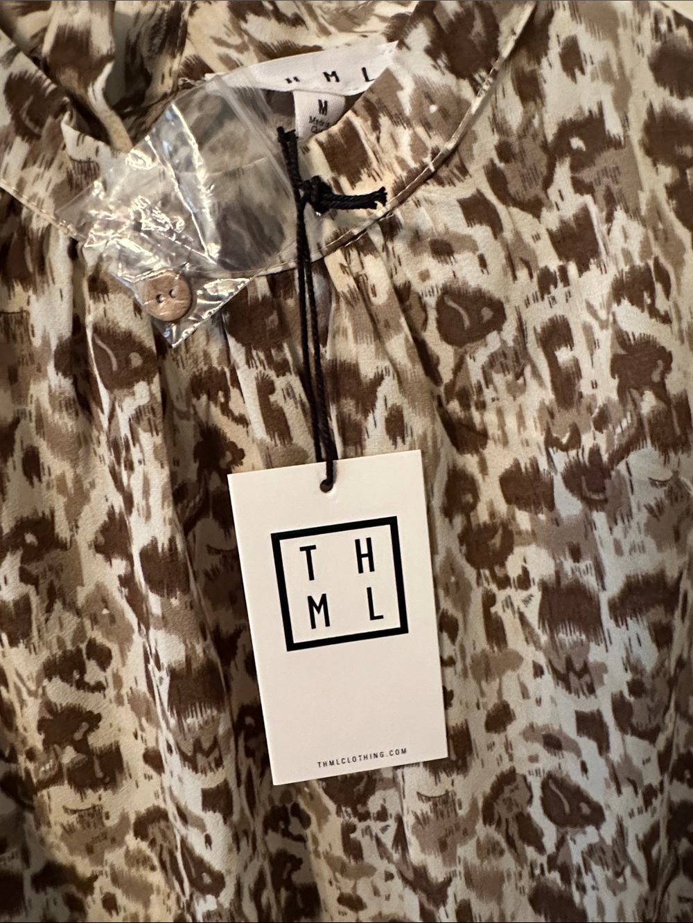 THML Brown and White Ruffle Sleeve Leopard-Print Blouse - Picture 2 of 4